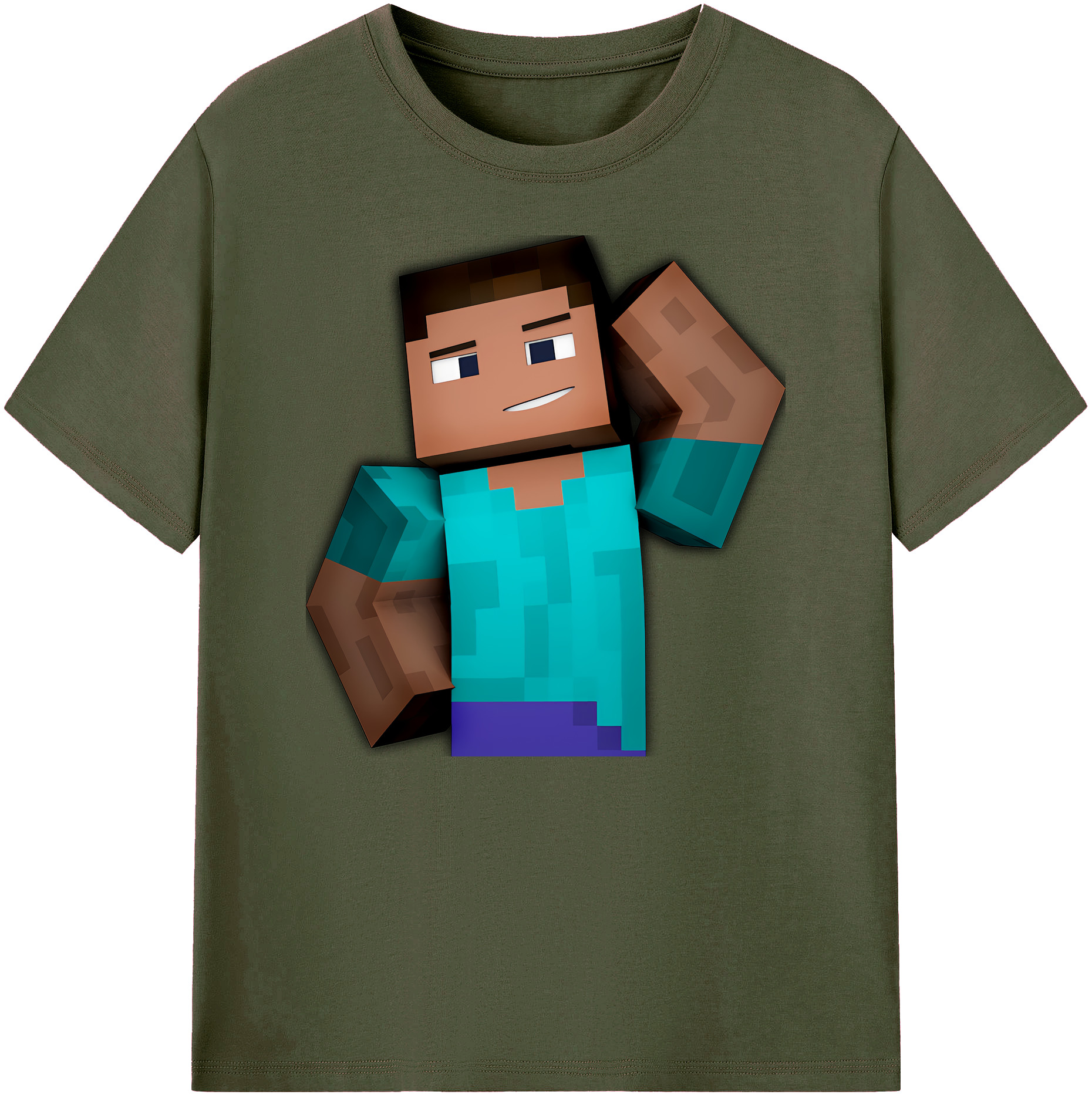 （画像用） マインクラフト ブロックの世界 Minecraft MC Block world 綿100％ メンズ半袖Tシャツ｜肌触りやわらか＆通気性
